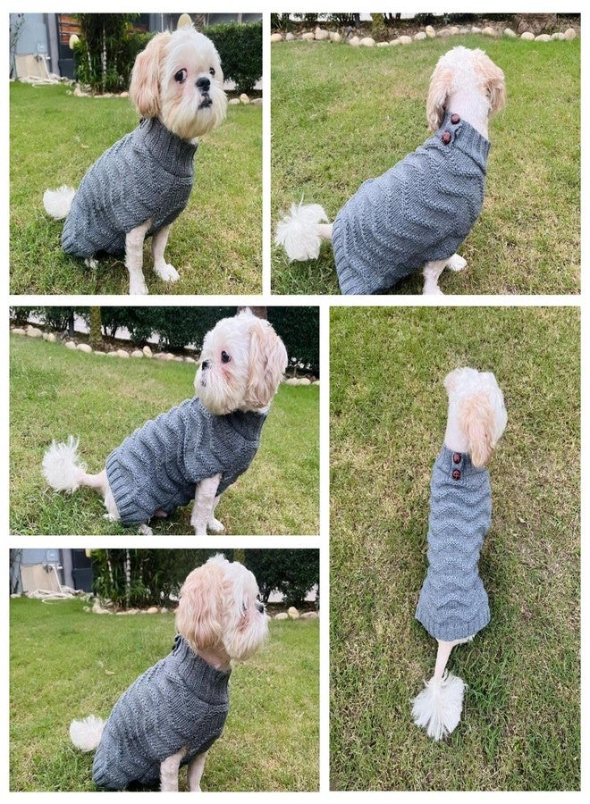 Lulala Dog Sweater, Turtleneck Sweater for Small Dogs, Soft Sweater Knitwear Dog Winter Warm Clothes for Dogs (Gray, 14 Inch) - Image 2
